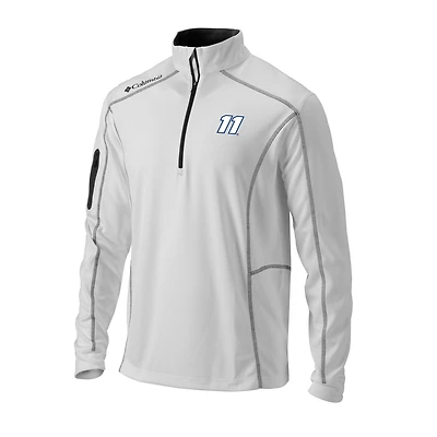 Men's Columbia White Denny Hamlin Omni-Wick Shotgun Quarter-Zip Pullover