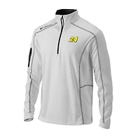 Men's Columbia White Jeff Gordon Omni-Wick Shotgun Quarter-Zip Pullover