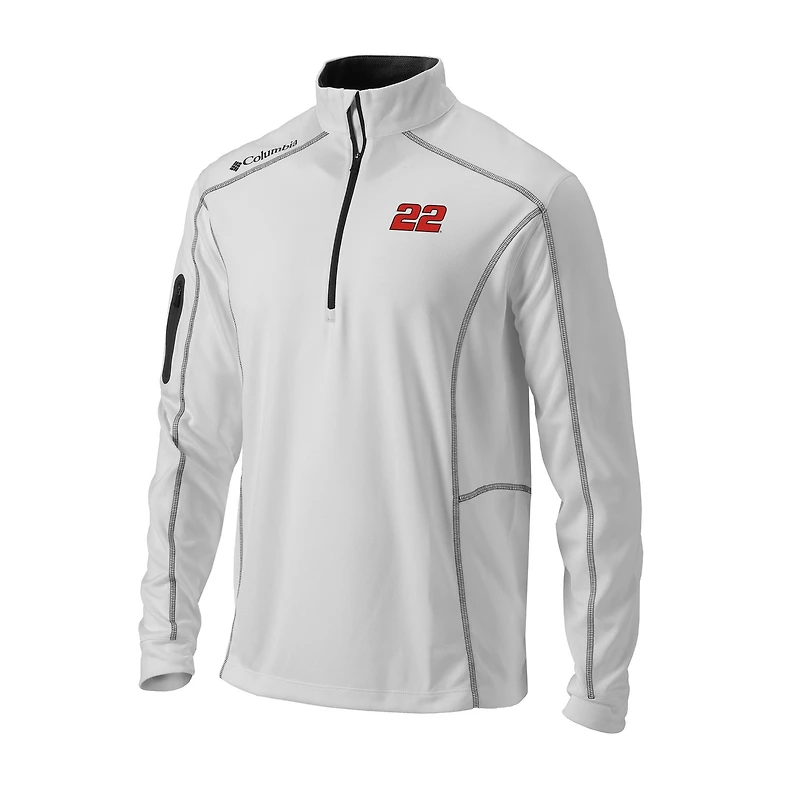 Men's Columbia White Joey Logano Omni-Wick Shotgun Quarter-Zip Pullover