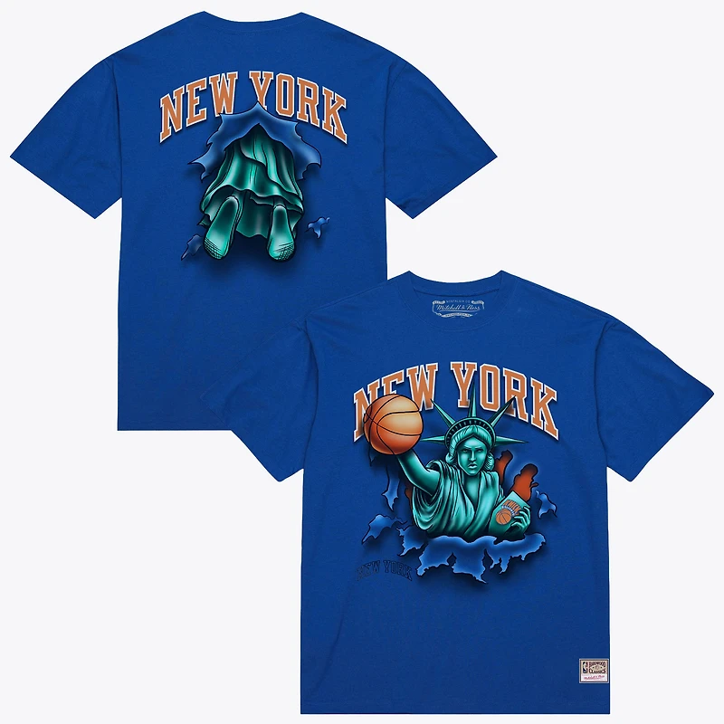 Men's Mitchell & Ness Blue New York Knicks Breakthrough T-Shirt