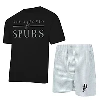 Women's Concepts Sport  Black/White San Antonio Spurs Copeland T-Shirt & Shorts Sleep Set