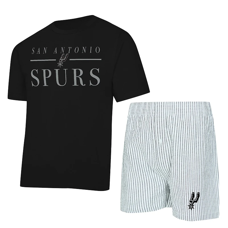 Women's Concepts Sport Black/White San Antonio Spurs Copeland T-Shirt & Shorts Sleep Set