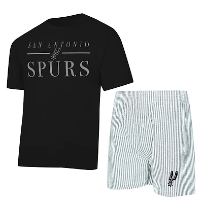 Women's Concepts Sport  Black/White San Antonio Spurs Copeland T-Shirt & Shorts Sleep Set