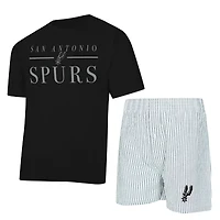 Women's Concepts Sport  Black/White San Antonio Spurs Copeland T-Shirt & Shorts Sleep Set