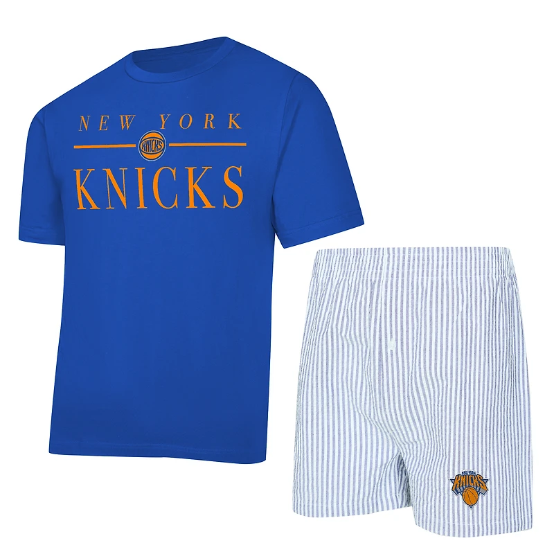 Women's Concepts Sport Blue/White New York Knicks Copeland T-Shirt & Shorts Sleep Set