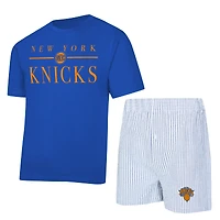 Women's Concepts Sport  Blue/White New York Knicks Copeland T-Shirt & Shorts Sleep Set