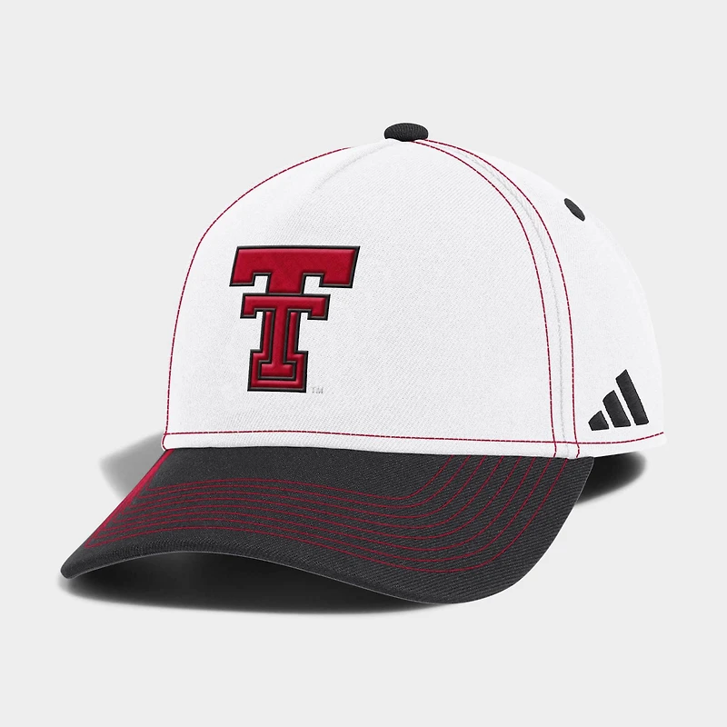 Unisex adidas White/Black Texas Tech Red Raiders 2026 Sideline A-Frame Adjustable Hat