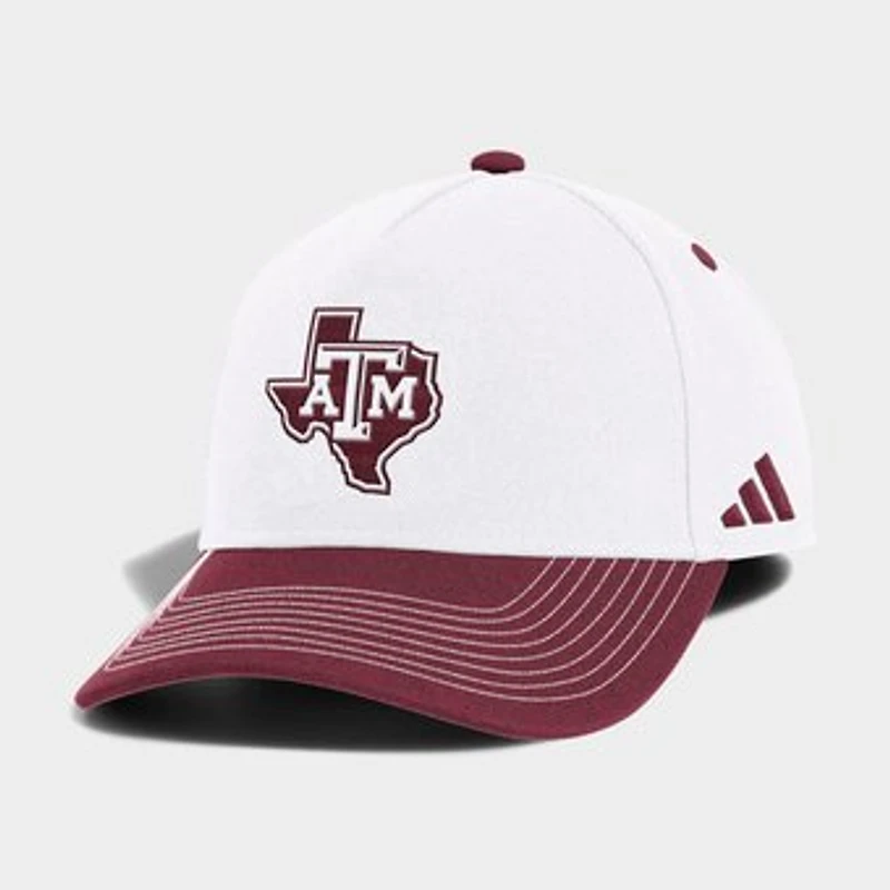 Unisex adidas White/Maroon Texas A&M Aggies 2026 Sideline A-Frame Adjustable Hat
