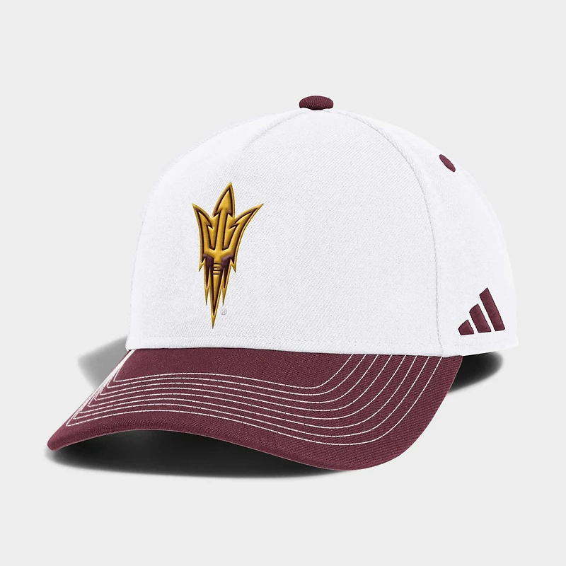 Unisex adidas White/Maroon Arizona State Sun Devils 2026 Sideline A-Frame Adjustable Hat