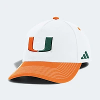Unisex adidas White/Orange Miami Hurricanes 2026 Sideline A-Frame Adjustable Hat