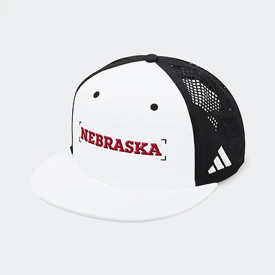 Unisex adidas White/Black Nebraska Huskers 2026 Sideline Perforated Snapback Hat