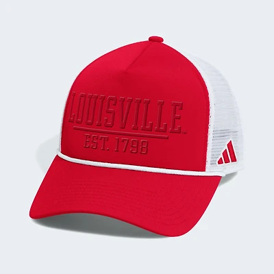 Men's adidas Red/White Louisville Cardinals Foam Front Trucker Adjustable Hat