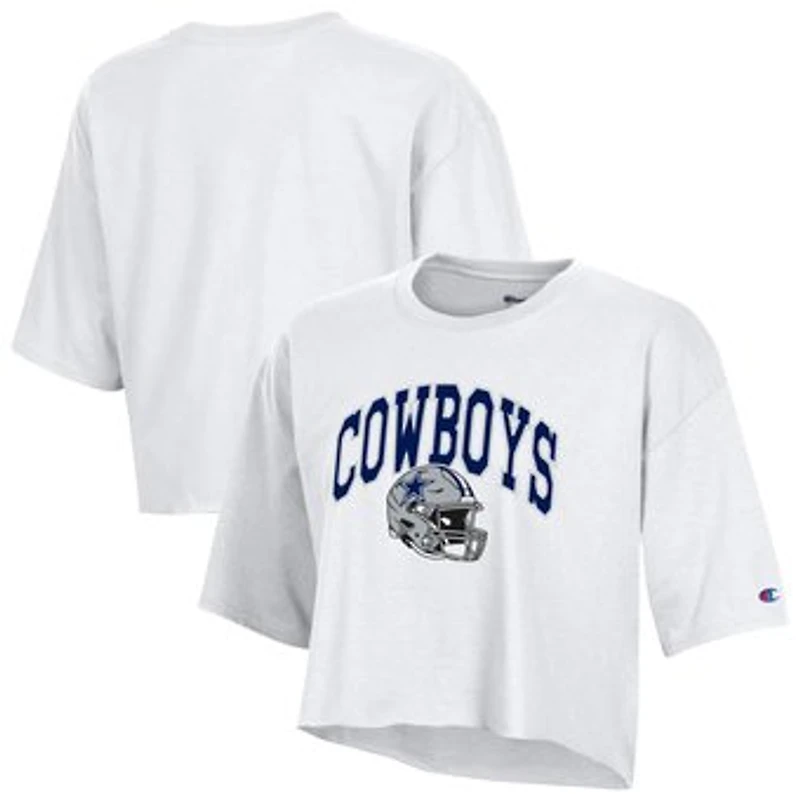 Women's Champion  White Dallas Cowboys Boyfriend Cropped T-Shirt
