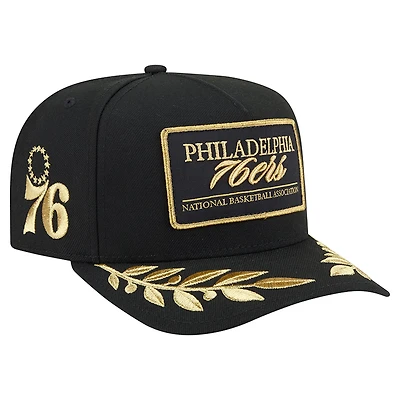 Men's New Era  Black Philadelphia 76ers Golden 9FIFTY Snapback Hat