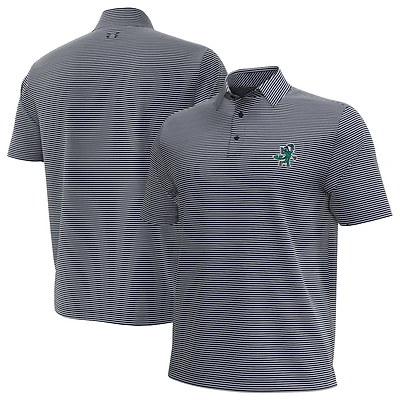 Men's Under Armour Navy/White Notre Dame Fighting Irish Golf Leprechaun Aura Stripe Polo