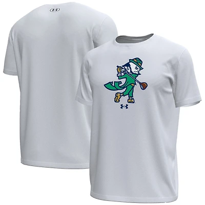 Men's Under Armour White Notre Dame Fighting Irish Golf Leprechaun Tech Stretch T-Shirt
