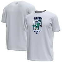 Men's Under Armour White Notre Dame Fighting Irish Golf Leprechaun Tech Stretch T-Shirt