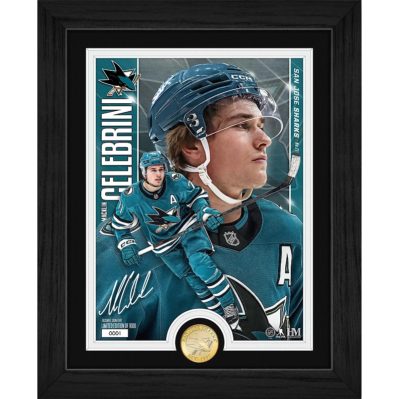 Highland Mint Macklin Celebrini San Jose Sharks Limited Edition Bronze Coin Artist Proof Photo Mint