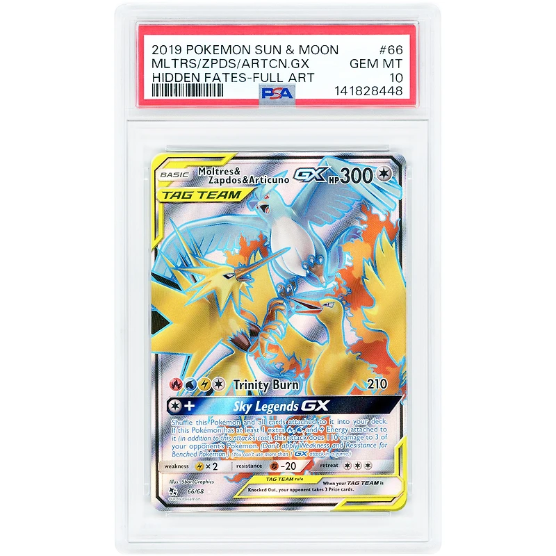 Moltres, Zapdos & Articuno GX 2019 Pokemon Hidden Fates Ultra Rare #66 PSA Authenticated 10 Card