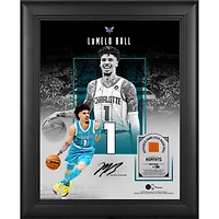 LaMelo Ball Charlotte Hornets Facsimile Signature Framed 11" x 14" Showcase Collage with a Piece of Game-Used Basketball - Limited Edition of 250