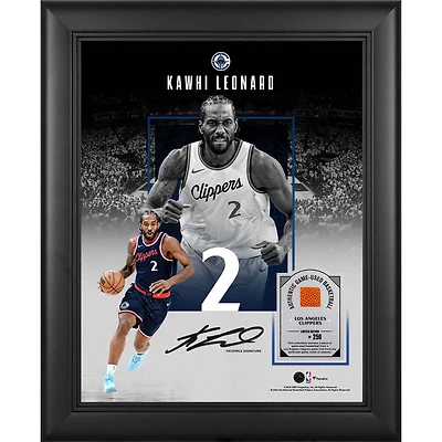Kawhi Leonard LA Clippers Facsimile Signature Framed 11" x 14" Showcase Collage with a Piece of Game-Used Basketball - Limited Edition of 250