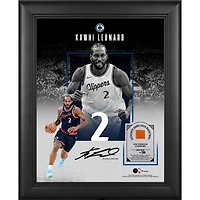 Kawhi Leonard LA Clippers Facsimile Signature Framed 11" x 14" Showcase Collage with a Piece of Game-Used Basketball - Limited Edition of 250
