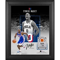 Tyrese Maxey Philadelphia 76ers Facsimile Signature Framed 11" x 14" Showcase Collage with a Piece of Game-Used Basketball - Limited Edition of 250