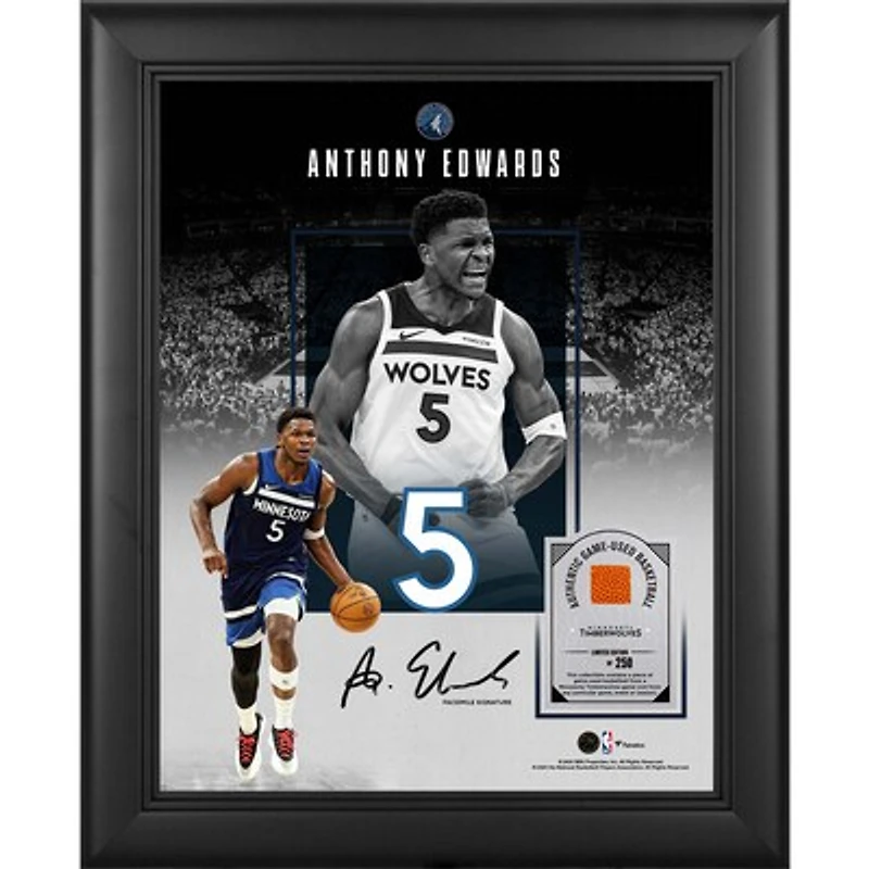 Anthony Edwards Minnesota Timberwolves Facsimile Signature Framed 11" x 14" Showcase Collage with a Piece of Game-Used Basketball - Limited Edition of 250