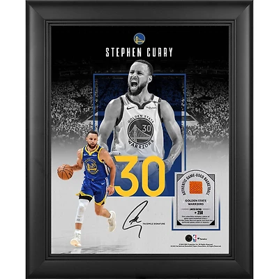 Stephen Curry Golden State Warriors Facsimile Signature Framed 11" x 14" Showcase Collage with a Piece of Game-Used Basketball - Limited Edition of 250