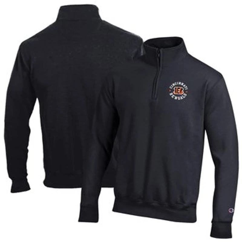 Men's Champion Black Cincinnati Bengals Powerblend Quarter-Zip Pullover