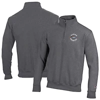 Men's Champion Heather Gray Denver Broncos Powerblend Quarter-Zip Pullover