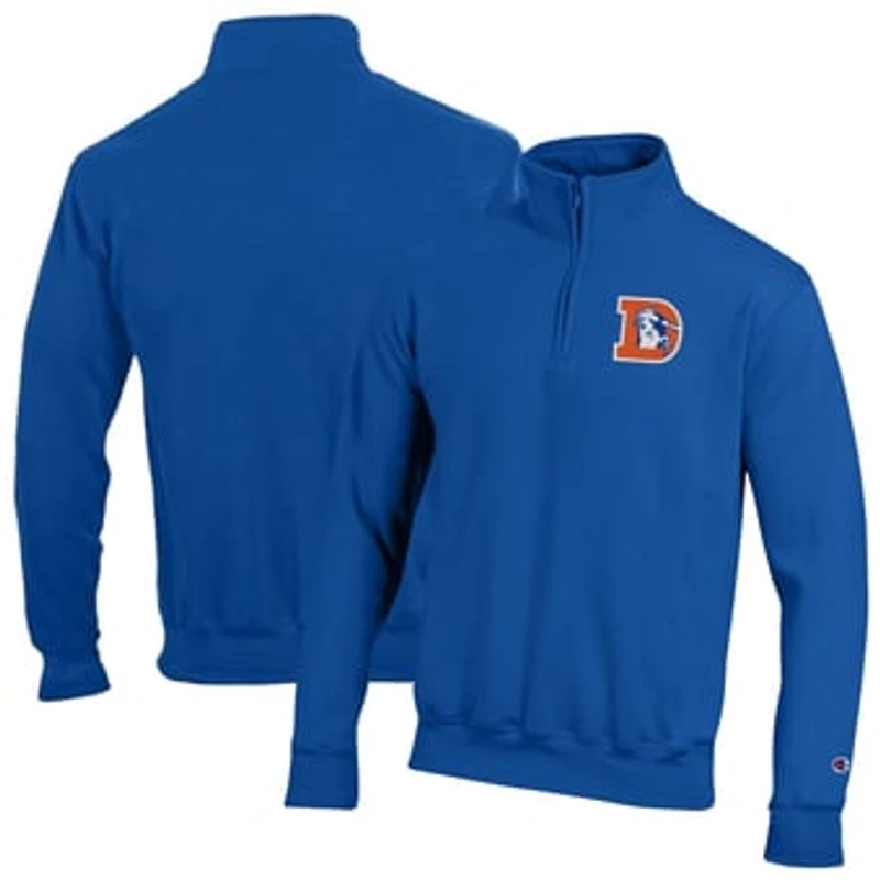 Men's Champion Royal Denver Broncos Powerblend Quarter-Zip Pullover