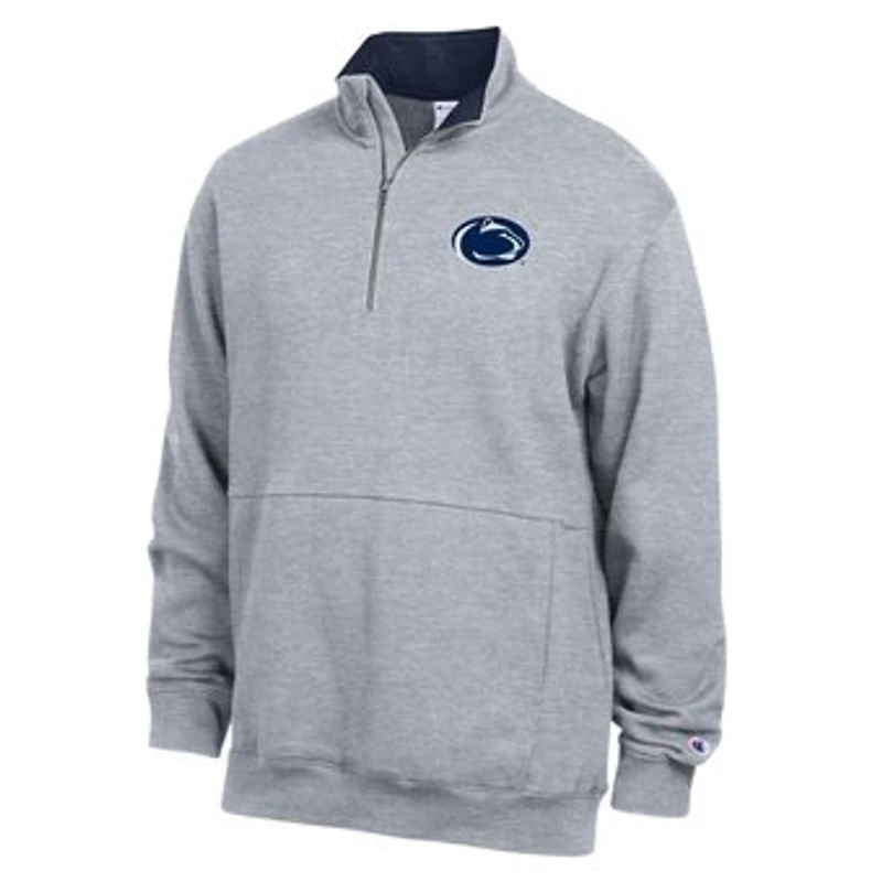 Men's Champion Heather Gray Penn State Nittany Lions Fleece Quarter-Zip Pullover