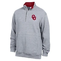 Men's Champion  Heather Gray Oklahoma Sooners Fleece Quarter-Zip Pullover