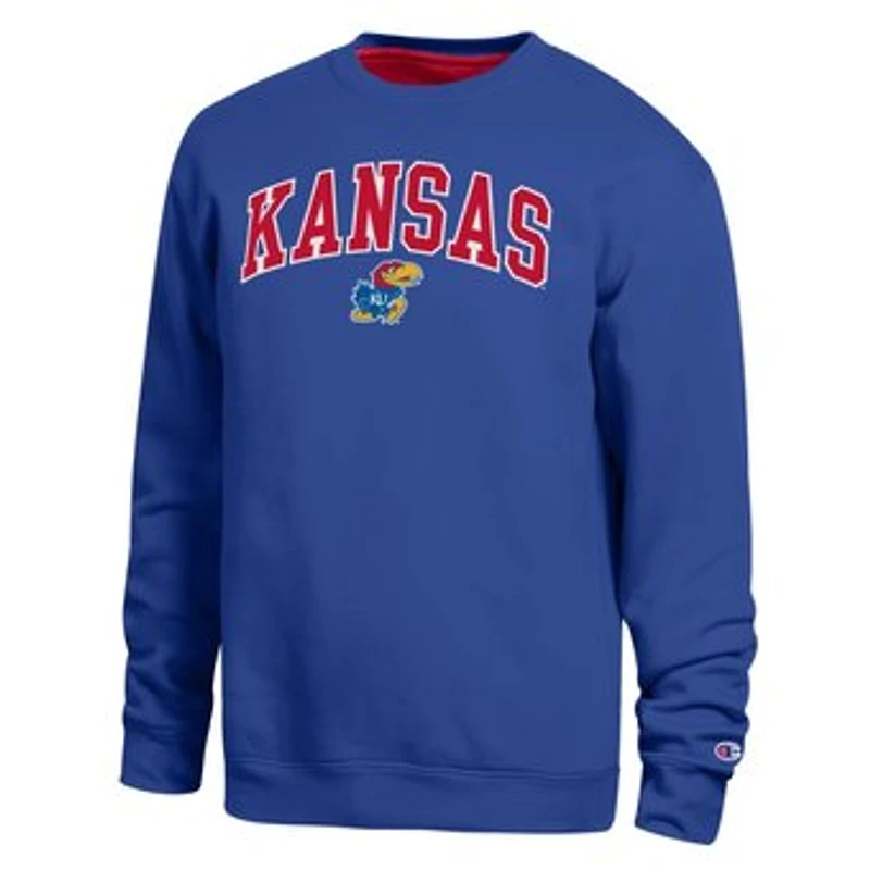Men's Champion Royal Kansas Jayhawks Arch Sweatshirt