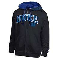 Men's Champion Black Duke Blue Devils Arch Logo Full-Zip Fleece Hoodie