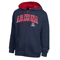 Men's Champion Navy Arizona Wildcats Arch Logo Full-Zip Fleece Hoodie