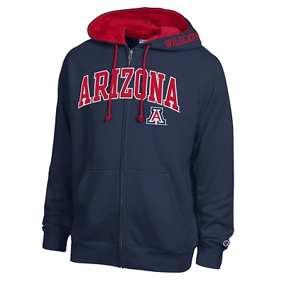 Men's Champion Navy Arizona Wildcats Arch Logo Full-Zip Fleece Hoodie