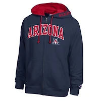 Men's Champion Navy Arizona Wildcats Arch Logo Full-Zip Fleece Hoodie
