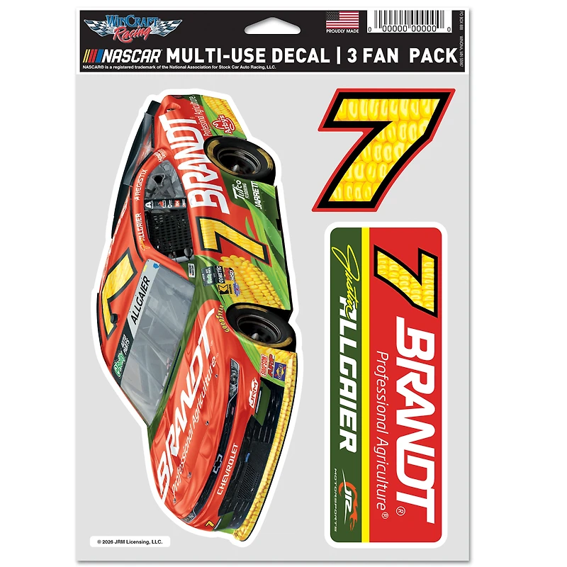 WinCraft Justin Allgaier Three-Piece Fan Decal Set