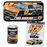 WinCraft Chris Buescher Fastenal Body Guard Fan Pack with License Plate, Decal Set & Can Cooler