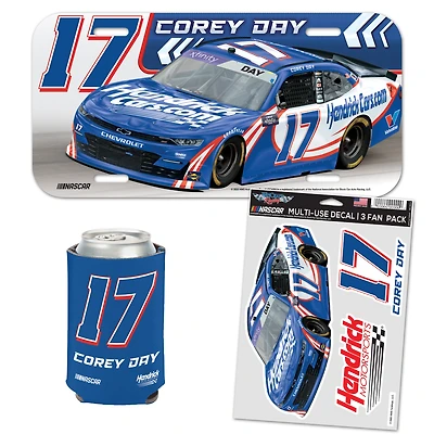 WinCraft Corey Day HendrickCars.com Fan Pack with License Plate, Decal Set & Can Cooler
