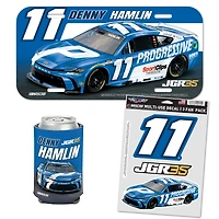 WinCraft Denny Hamlin Progressive Fan Pack with License Plate, Decal Set & Can Cooler