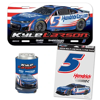 WinCraft Kyle Larson HendrickCars.com Fan Pack with License Plate, Decal Set & Can Cooler
