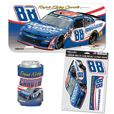 WinCraft Rajah Caruth HendrickCars.com Fan Pack with License Plate, Decal Set & Can Cooler