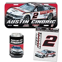 WinCraft Austin Cindric Discount Tire Fan Pack with License Plate, Decal Set & Can Cooler