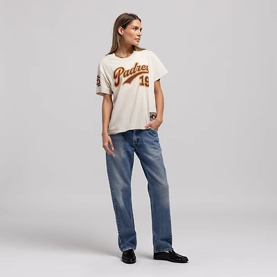 Women's Mitchell & Ness Tony Gwynn Natural San Diego Padres Cooperstown Name & Number Throwback T-Shirt