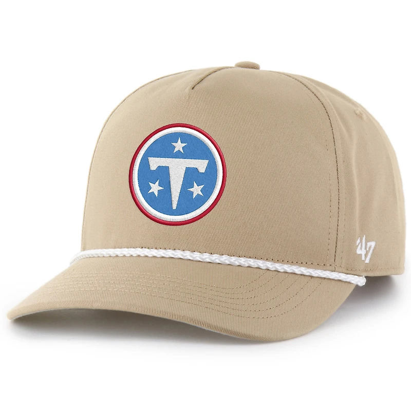 Men's '47  Khaki Tennessee Titans Primary Logo Rope Hitch Adjustable Hat
