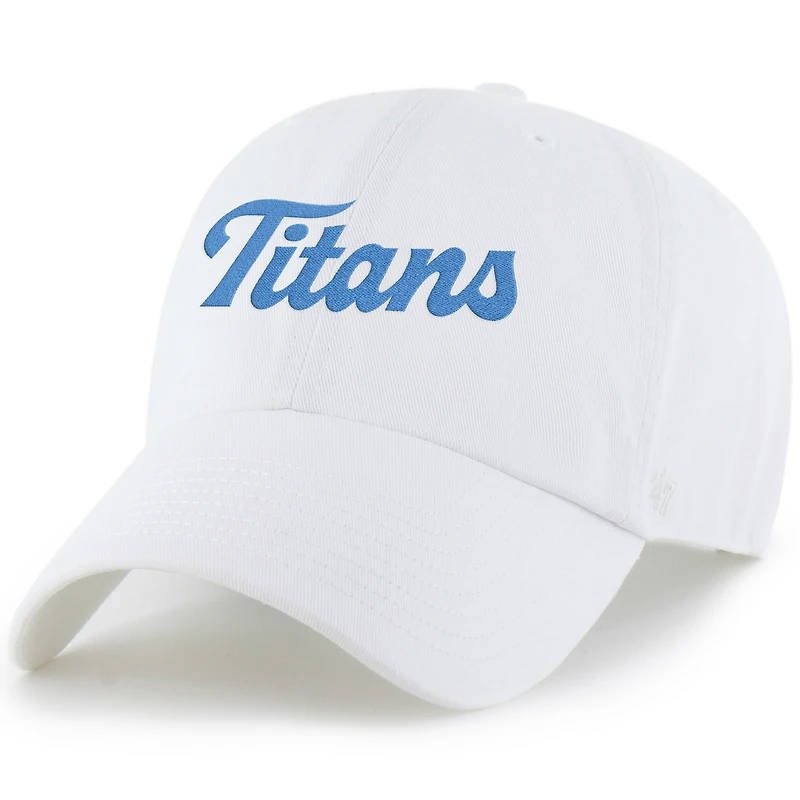 Men's '47  White Tennessee Titans Script Clean Up Adjustable Hat