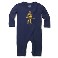 Infant Wes & Willy  Navy West Virginia Mountaineers Long Sleeve Romper
